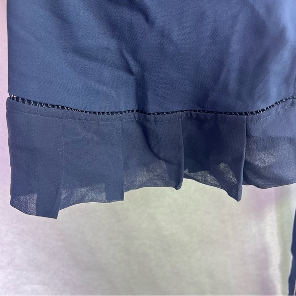 Diane Von Furstenberg Blue Silk Wrap Blouse Size 2 Marcelo Ruffle DVF - Picture 7 of 9